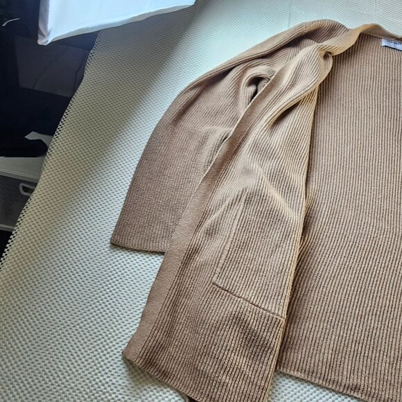 Old Navy Womens Ribbed Open-Front Cardigan Sweater Xxl Light Brown Cotton Blend - Picture 4 of 12
